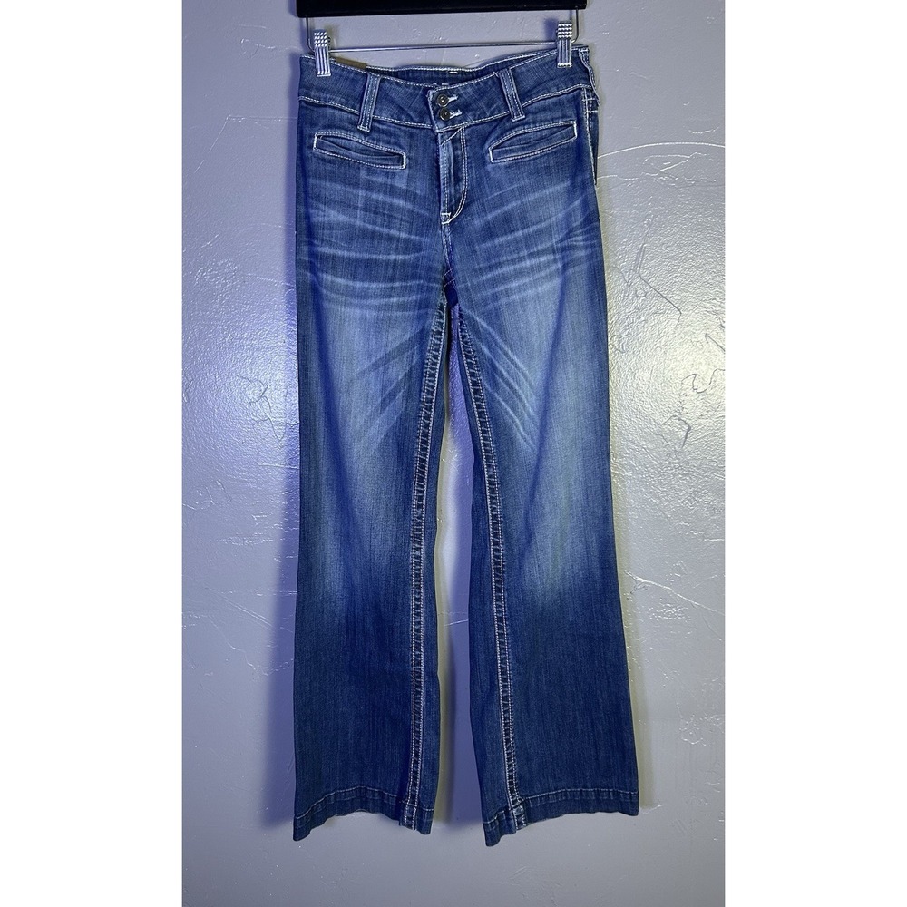Ariat Women's Trouser Mid Rise Stretch Entwined Wide Leg Jeans 28R Western